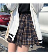 Minifalda irregular a cuadros vintage de cintura alta